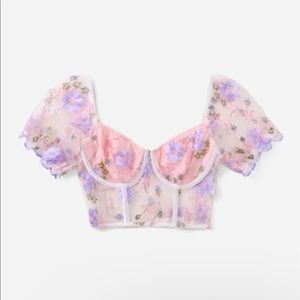 floral embroidered crop top